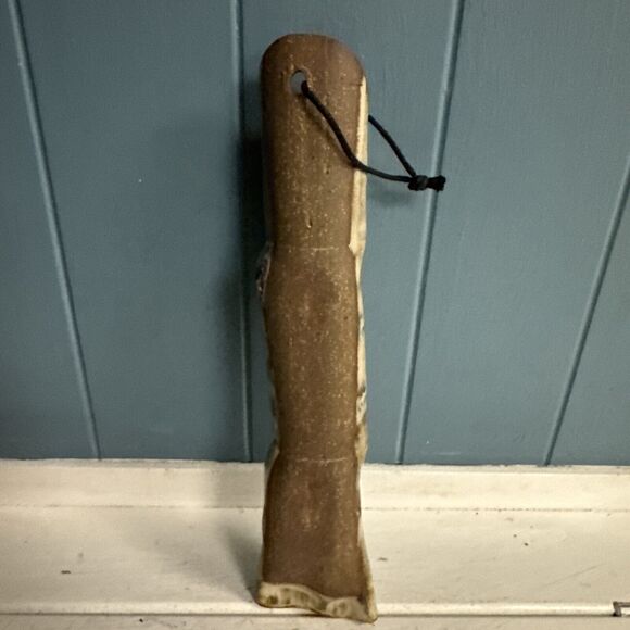 Vintage Pottery Raku Fired Glaze 10” WallVase Tan Blue HandPainted - Picture 4 of 5